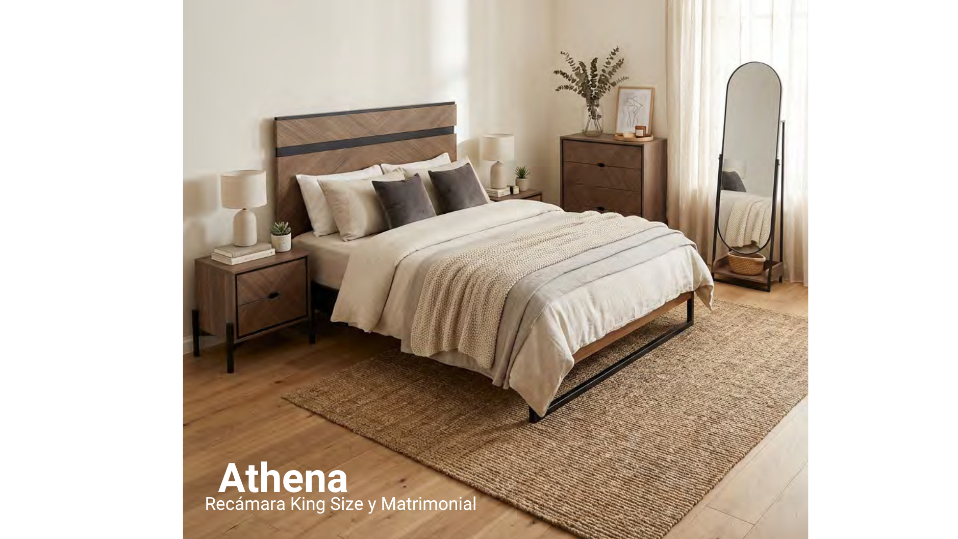 Recamara Athena Cabecera(1), buro (2), tocador (1) y marco (1)