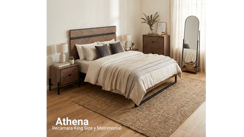 Recamara Athena Cabecera(1), buro (2), tocador (1) y marco (1)