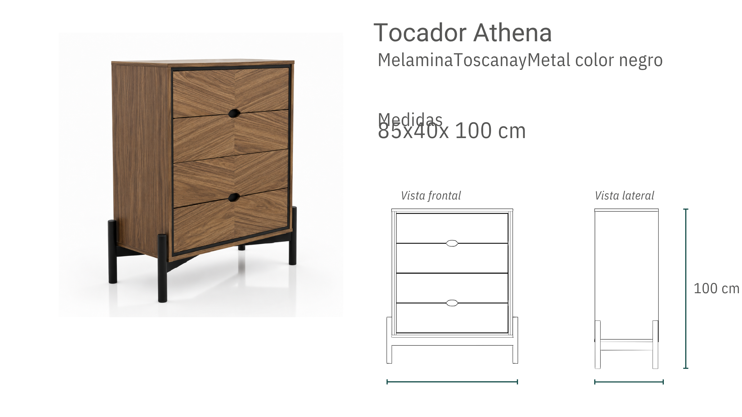 Recamara Athena Cabecera(1), buro (2), tocador (1) y marco (1)