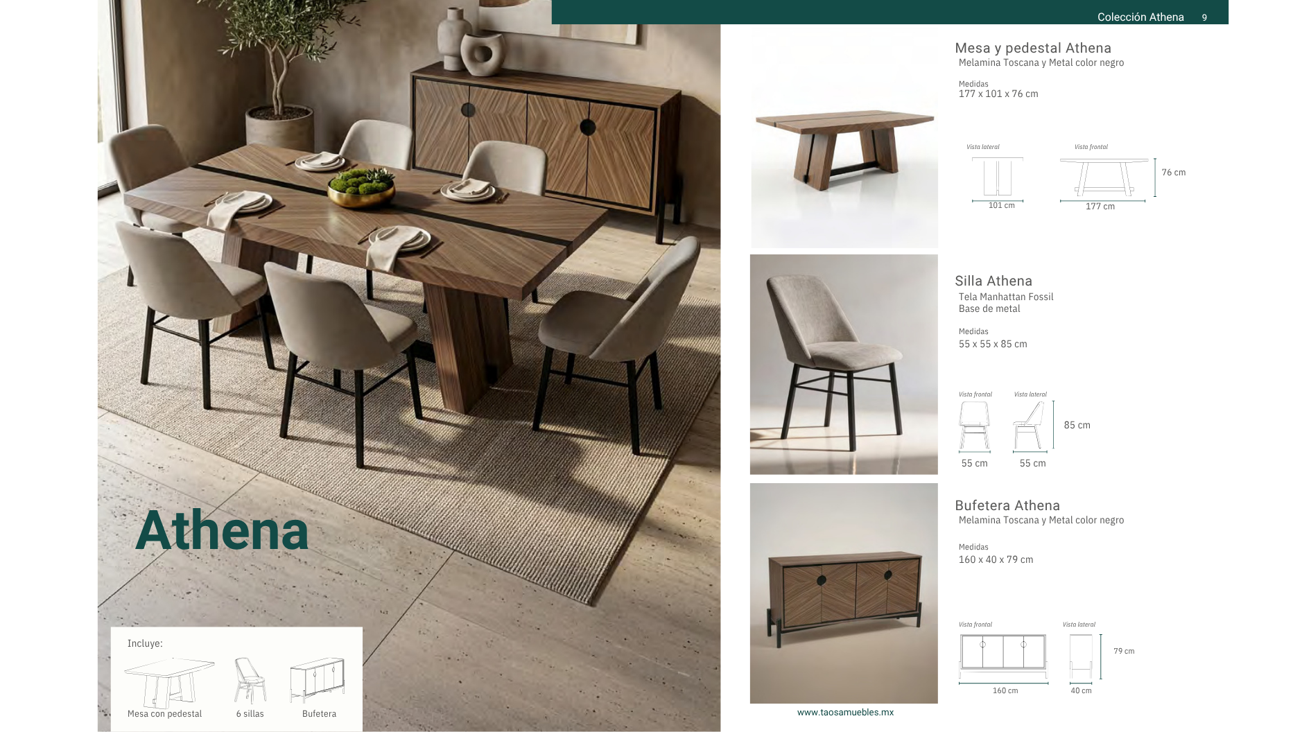 Comedor Athena para 6 personas