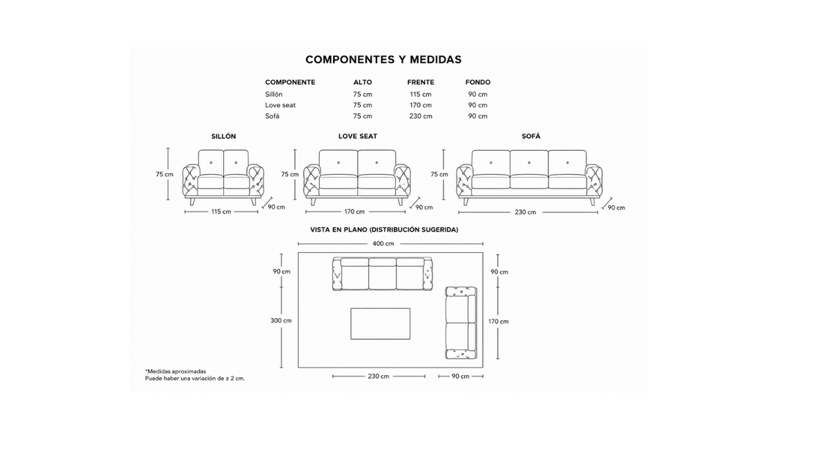 Sofa y Loveseat Crisia