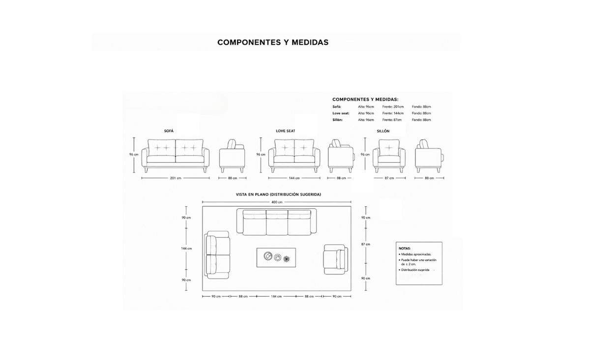 Sofa y Loveseat Mairena