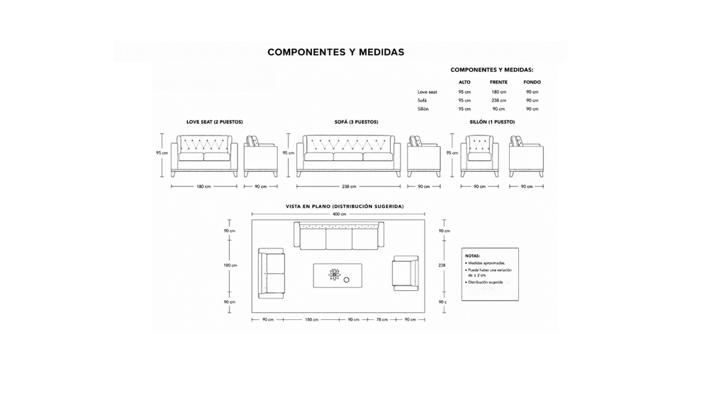 Sofa y Loveseat Antonella