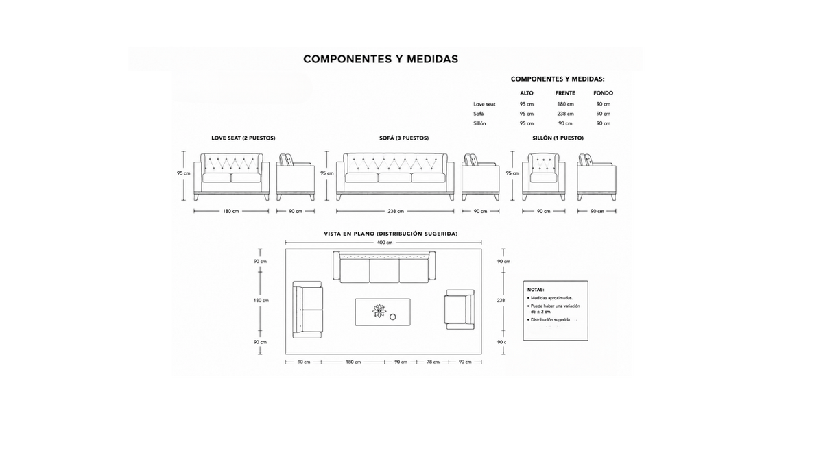Sofa y Loveseat Antonella